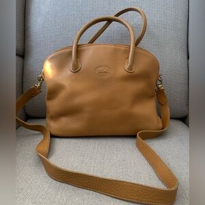 Longchamp Vintage Au Sultan Camel Leather Crossbody Bag Made in France